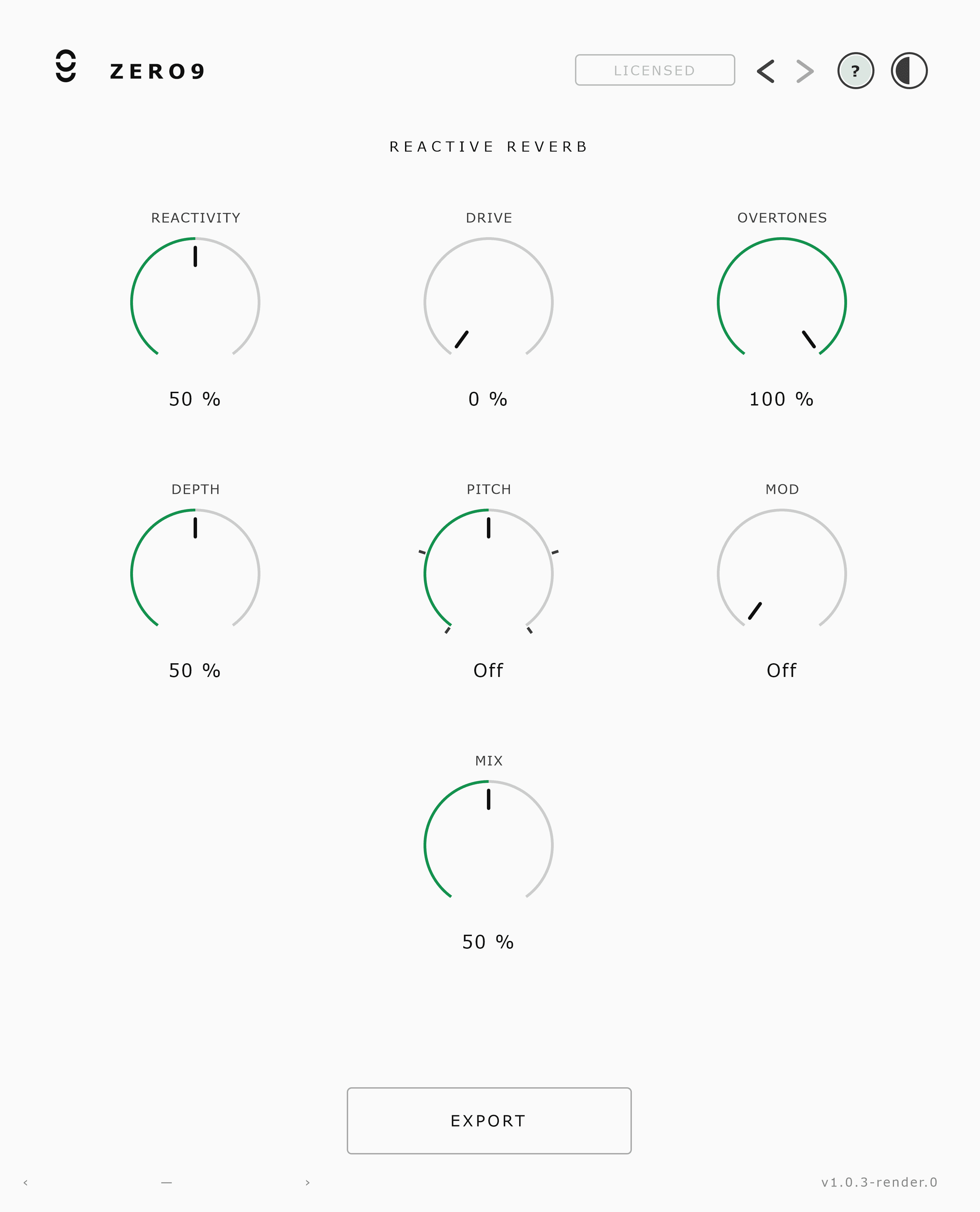 Reactive Reverb plugin interface
